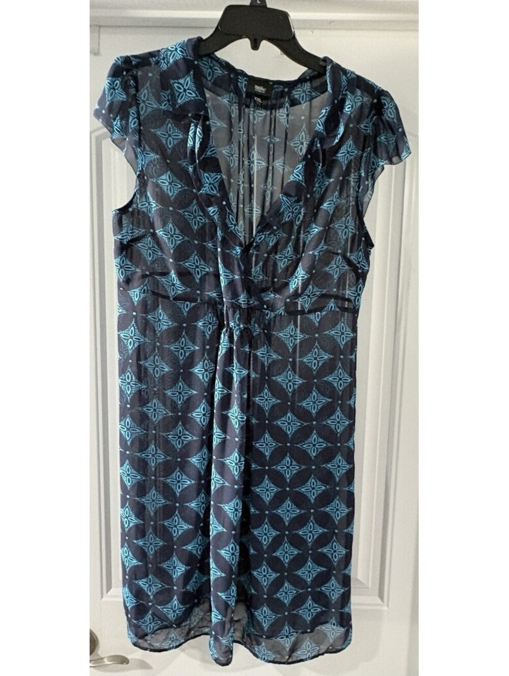 Mossimo Flutter Sleeve Women's XL Sheer Cover Up  Navy Side Zipper